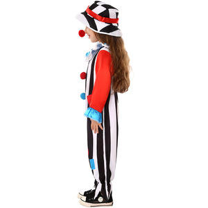 Disfraz de payaso para niños, mono a rayas para actuaciones en escenario, 5-7 años, negro, blanco, rojo, azul - Product Image 5
