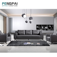 Pengpai Últimos diseños de sofá Estilo nórdico Chester Cuero genuino 1 + 1 + 2 Juego de sofás muebles de oficina