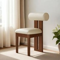 Chaise de salle à manger contemporaine minimaliste en bois massif pour la maison, le bureau et le salon, avec un revêtement en cuir durable