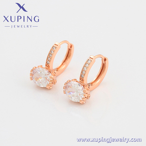 A00912612 xuping Jewelry Classic Fashion Exquisite Row of Large Diamond <strong>Rose</strong> <strong>Gold</strong> <strong>Hoop</strong> Women's Earrings - Product Image 6
