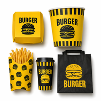 Lots de plats à emporter pour restauration rapide, personnalisables, écologiques, jetables, pour burgers, poulet frit et sandwichs, avec pelliculage mat