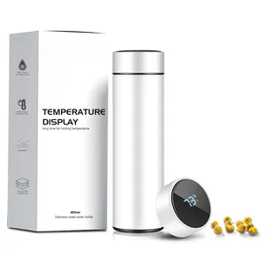 500ML थर्मस स्मार्ट Drinkware वैक्यूम फ्लास्क स्टेनलेस स्टील गर्म डिजिटल तापमान प्रदर्शन