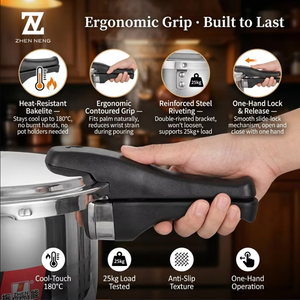 <span class=keywords><strong>Olla</strong></span> <span class=keywords><strong>a</strong></span> Presión Multifuncional Zhenneng de 4L, Ahorra Energí<span class=keywords><strong>a</strong></span> y Tiempo, Acero Inoxidable 304, Interior Antiadherente - Product Image 2