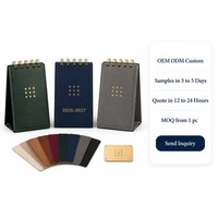 Calendario da Scrivania Personalizzato OEM ODM con Basso MOQ da 1 Pezzo, Regalo Aziendale, Formato A5, 18 Mesi 2026-2027, Rilegatura a Spirale Dorata