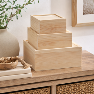 Wholesale Plain Wooden Gift Box Set of <strong>3</strong> Natural Pine Wood Boxes for DIY Crafts Arts Painting Custom Logo Jewelry <strong>Storage</strong> - Product Image 3
