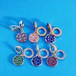 새로운 세관 도매 925 스털링 실버 포장 스파클링 펜던트 매력 anillos 드 플라 타 925 원래 bijoux en