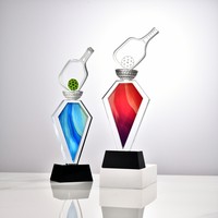 Trofeo de Cristal Pulido Grabado con Láser Ecológico para Eventos de Campeonato de Pickleball Escolar