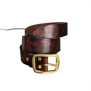 Hebilla de Cuero Vacuno 100% con Diseño 3D Cuadrado, Hebilla de Acero Vintage, Ecológica, Impermeable, Ligera y Resistente, de Longitud Personalizable - Product Image 1