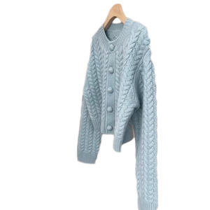 Nuovo <span class=keywords><strong>Cardigan</strong></span> blu <span class=keywords><strong>a</strong></span> <span class=keywords><strong>trecce</strong></span> in stile morbido autunno e inverno: un capispalla morbido e morbido con Top maglione lavorato <span class=keywords><strong>a</strong></span> maglia resistente - Product Image 1