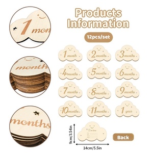 Tùy chỉnh được thiết kế gỗ đám mây hình ảnh đạo cụ cho trẻ sơ sinh bé tắm sơn hàng tháng tăng trưởng Milestone Thẻ vòng tròn Slice đĩa - Product Image 6