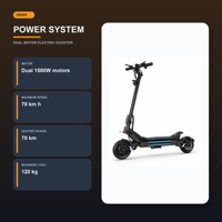 Scooter électrique double 1500W, batterie 60V 30Ah, autonomie 70KM, vitesse 70KMH, pneus tout-terrain 11 pouces, freins hydrauliques, entrepôt Europe