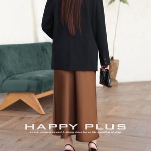 รันฉีเอ-ไลน์กระโปรงมิดิผู้หญิงผ้าซาตินสีทึบเอวปกติเงา N9014 - Product Image 3