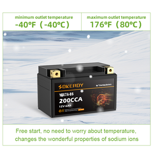 ナトリウムイオン電池12V2.6A 5.2A 6.5A 7.8A 9.1A 10.4Aモーター用内蔵スタートパワーBMS 80CCA 300CCA 100CCA 200CCA - Product Image 2