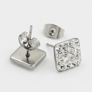 Pendientes de Zirconia Cuadrados de Moda al por Mayor, Chapados en Oro de 6-8mm, Pendientes de Cristal para Mujer - Product Image 4