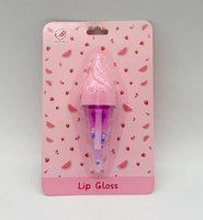 Gloss à lèvres liquide imperméable personnalisé pour filles, motif crème glacée, ingrédients naturels enrichis en vitamine E, végétalien, sûr et écologique