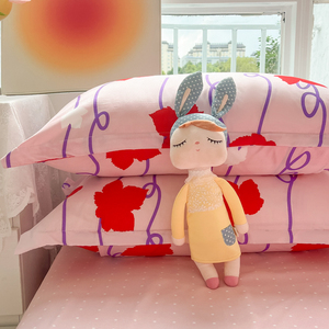 Đẹp Màu Đỏ Lá Và Gấu Trúc In Sợi Nhỏ 4Pcs Duvet Bìa Bộ Đồ Giường Đặt 400TC Cổ Điển Sọc Mô Hình - Product Image 5