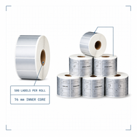 Rouleau d'étiquettes rectangulaires auto-adhésives en PET cuivre mat avec noyau de 40 mm de diamètre pour utilisation en machine