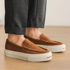 2025 Spring Autumn New Men's Fashion Casual Slip-On Loafers Open Toe Suede Shoes Featuring Leather Lining Stitching British - Product Image 3