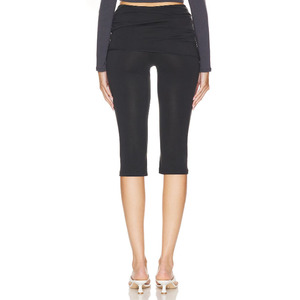 <span class=keywords><strong>Pantaloni</strong></span> da donna attillati attillati attillati in cotone Spandex piegati in vita Capri <span class=keywords><strong>pantaloni</strong></span> in tinta unita Capri - Product Image 4