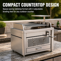 Barbecue au charbon de bois argentin en acier inoxydable pour comptoir avec hauteur réglable