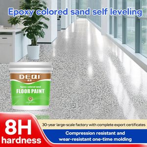 DEQI E-friendly Self-Leveling Marble Effect Epoxy Colored Sand Floor <b>Coating</b> Interior <b>Paint</b> Liquid Office Decorative Brush - Product Image 3