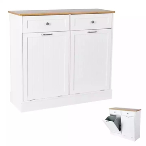Peinture résistante à l'eau Poubelle de comptoir <span class=keywords><strong>en</strong></span> <span class=keywords><strong>bois</strong></span> de CHÊNE Cuisine sous <span class=keywords><strong>armoire</strong></span> Tiroirs à fermeture <span class=keywords><strong>en</strong></span> douceur Poubelle pouvant sortir des armoires - Product Image 6