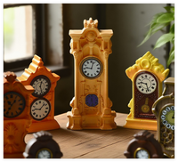 Magnifique et étonnante maison de poupée miniature, pendule d'alarme, engrenage, sol, mur, table, ancienne horloge vintage, modèle de meubles en résine, jouet