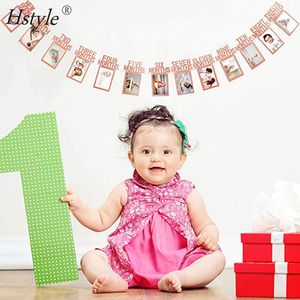 1st cumpleaños foto Banner para recién nacido a 12 meses-hito mensual fotografía Bunting Garland, oro rosa) SD707 - Product Image 6