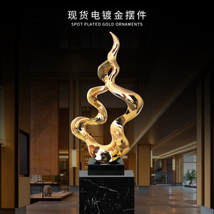 Escultura abstracta de oro galvanizado de 460*160*830 mm, decoración artística para suelo, para cafetería y decoración de interiores del hogar. - Product Image 3