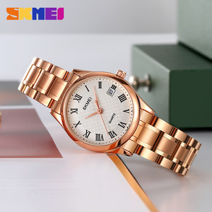 Skmei Quartz Watch Rose Gold Stainless Steel Band Analog Display Women's Watch 7.8mm Thin 30M Waterproof - Product Image 3