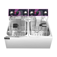 Friteuse Commerciale Électrique Industrielle 8+8L pour Poulet, Friteuse à Immersion Ouverte avec Minuteur, Prix pour Restaurants de Restauration Rapide (type KFC)