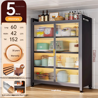Étagère de rangement de cuisine en métal moderne et luxueuse, avec porte en verre, grande capacité pour appareils de cuisine et vaisselle