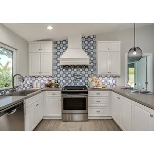 Proveedor de Fábrica, Diseño de Muebles de Cocina Personalizados, Gabinetes de Cocina Blancos Estilo Shaker, Lacados, Módulos de Cocina con Isla - Product Image 4