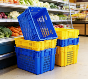 Huidu 2025 Hot <strong>Sale</strong> HDPE Mesh <strong>Crate</strong> Set (3 Sizes)-Stackable &amp; Nestable ISO22000 Certified Food Transport System - Product Image 1