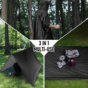 Custom 3-in-1 Quick Dry Raincoat Adults Waterproof Cloak Rain <b>Poncho</b> with Pocket for Outdoor Hiking Tour Cycling Camping Travel - Product Image 3