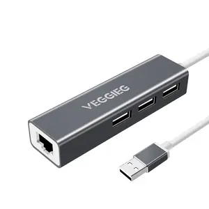 ギガビットイーサネットアダプター付きの新着USB3.1タイプC-3ポートUSBハブRJ4510/100/1000Mbpsネットワークカード