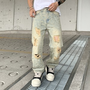 Jeans <span class=keywords><strong>Vinted</strong></span> Lavados Vvs, Jeans Holgados con Lavado Desgastado, Jeans de Mezclilla para <span class=keywords><strong>Hombre</strong></span> con Estampado Puff, Jeans de Mezclilla Desgastados para <span class=keywords><strong>Hombre</strong></span> - Product Image 3