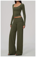 Ensemble de fitness personnalisé avec LOGO 2026 : Soutien-gorge antichoc et élégant, pantalon taille haute amincissant et jambes larges – Tenue de yoga