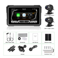Podofo Écran portable 5'' pour moto, navigation sans fil Carplay Android Auto avec 2 caméras TMPS, vente en gros d'usine