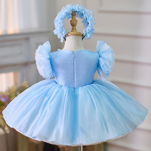 Vestido de princesa Aisha azul de alta calidad 2025, vestido tutú esponjoso dulce para niñas pequeñas, vestidos de fiesta de primer cumpleaños - Product Image 3