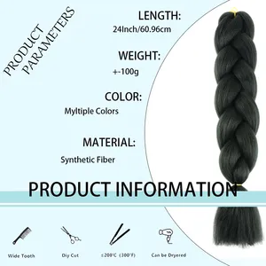 Extensiones de Cabello Sintético para Trenzas Jumbo de 24 Pulgadas, Cabello Afro Ombre para Trenzas de Ganchillo, Venta al por Mayor para Mujeres - Product Image 3