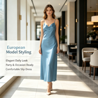 Robe longue en satin style européen pour femme, épaules dénudées, drapée, coupe trapèze, taille basse, dos nu, pour demoiselle d'honneur, vacances, soirée, ODMOEM
