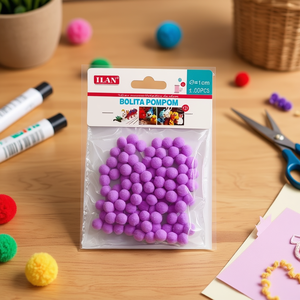Palline Pompom ILAN 1.0 Cm Viola 100 Pezzi Decorazioni Artigianali - Product Image 3