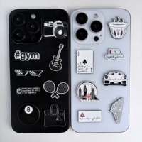 Nouveaux autocollants de téléphone en émail souple monochromes 2026, motifs de villes arabes gravés sur mesure, décoration de téléphone en stock d'usine