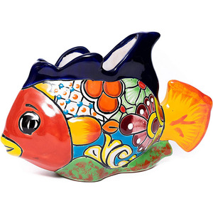 Maceta de Cerámica Mexicana <span class=keywords><strong>Talavera</strong></span>, Maceta para Plantas Beta, Maceta para Flores, Decoración de Jardín, Tema Oceánico, Vida Marina, Criatura Animal - Product Image 2