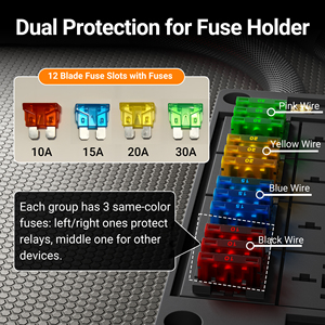 CE Certified 12v Automotive Pre-Wired Fuse Relay Box 8 Slots Relay Holder 12 Slots Blade Fuse Distribution <b>Block</b> for Car Marine - Product Image 5