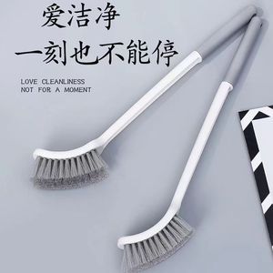 Toilet <b>Brush</b> Plastic Grey <b>Long</b> <b>Handle</b> Dense Bristles For Bathroom Cleaning - Product Image 3