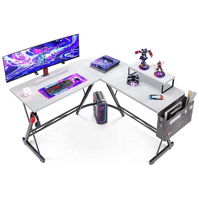 L Shaped Gaming Desk  Home Office Desk with Round Corner  Computer Desk with Large Monitor Stand Desk Workstation