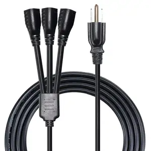 1 to 3 Power Extension Cord 16 AWG 10A 350V NEMA5-15P to NEMA 5-15R x 3 Y spltter power cord cable