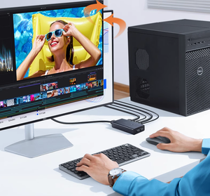 Commutateur KVM UGREEN HDMI 2-en-1 synchroniseur de sortie partageant un seul moniteur, souris d'ordinateur, clavier, port USB, partageur d'imprimante, convertisseur de sortie - Product Image 5